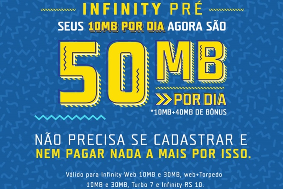 Imagem de Infinity Pré da TIM passa de 10 MB para 50 MB diários no tecmundo