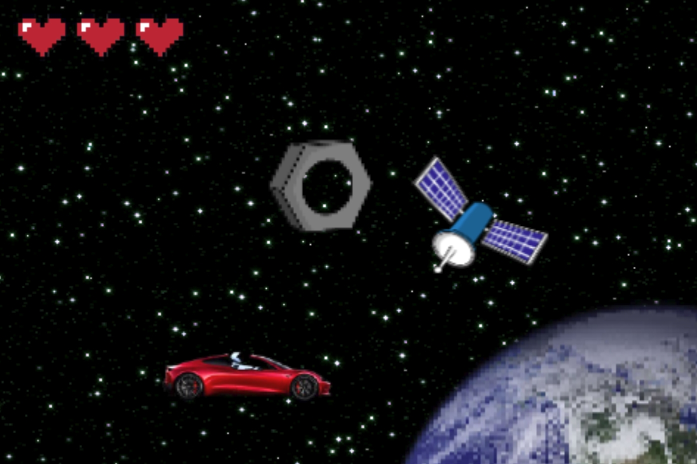 Imagem de Carro que Elon Musk mandou para o espaço vira jogo de video game retrô no tecmundo